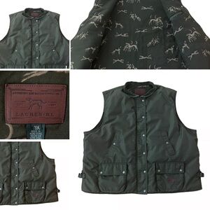 SOLD Lauren Ralph Lauren Cargo Vest Army Green Wool Blend Dog Print Chore 3X